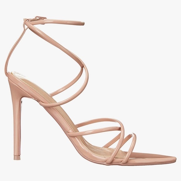 Women's Strappy Pointy Open Toe Ankle Strap Stiletto Sandal - Nude - 6 - Picture 1 of 10